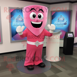 Pink Engagement Ring mascot costume character dressed with a T-Shirt and Cummerbunds