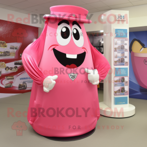 Pink Engagement Ring mascot costume character dressed with a T-Shirt and Cummerbunds