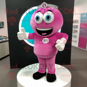 Pink Engagement Ring mascot costume character dressed with a T-Shirt and Cummerbunds