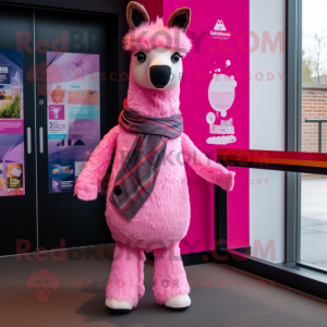 Pink Lama maskot kostume...