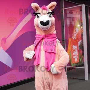 Pink Lama maskot kostume...