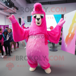 Roze lama mascotte kostuum...