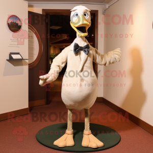 Beige Goose maskot kostume...