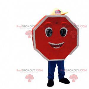 Mascota roja muy feliz de la señal de tráfico. - Redbrokoly.com