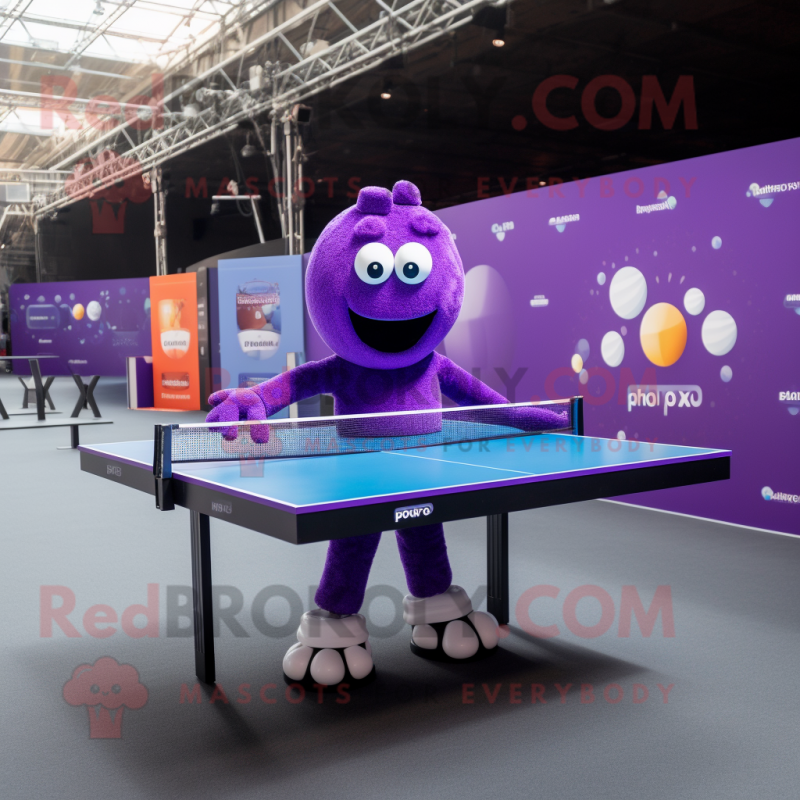 Purple Ping Pong Table mascot costume character dressed with a Polo Tee and Smartwatches Purple Ping Pong Table mascot costume character dressed with a Polo Tee and Smartwatches
