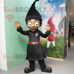 Black Elf mascot costume character dressed with a Capri Pants and Berets