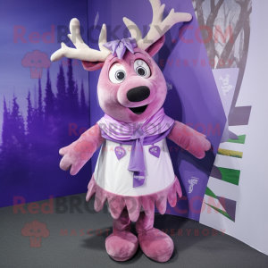 Lavender Reindeer mascot costume character dressed with a Skirt and Scarf clips
