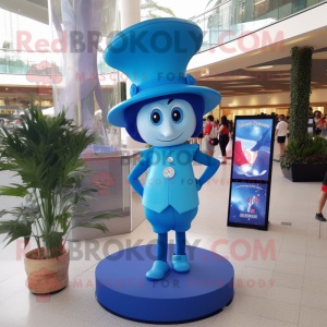 Blue Hourglass mascot costume character dressed with a Bikini and Berets