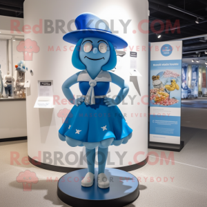 Blue Hourglass mascot costume character dressed with a Bikini and Berets
