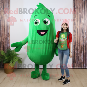 Forest Green Shakshuka mascot costume character dressed with a Boyfriend Jeans and Necklaces
