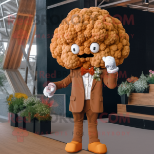 Rust Cauliflower mascot costume character dressed with a Blazer and Hairpins