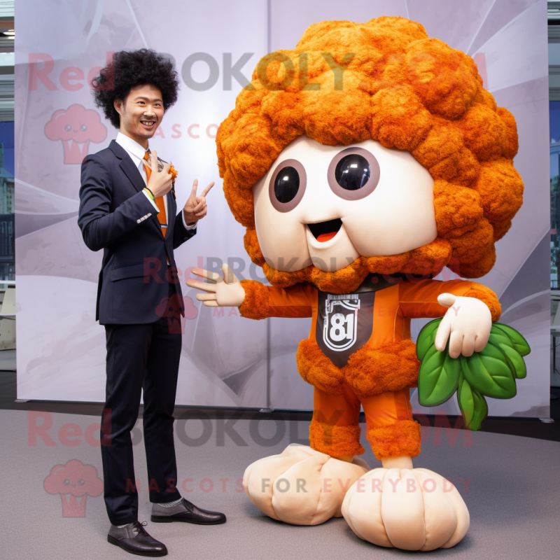 Rust Cauliflower mascot costume character dressed with a Blazer and Hairpins