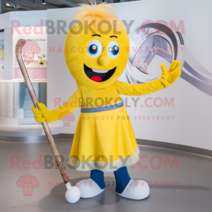 Żółty kostium maskotki Kij...