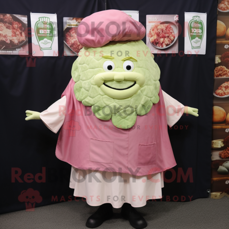 Pink Corned Beef And Cabbage mascot costume character dressed with a Poplin Shirt and Lapel pins Pink Corned Beef And Cabbage mascot costume character dressed with a Poplin Shirt and Lapel pins