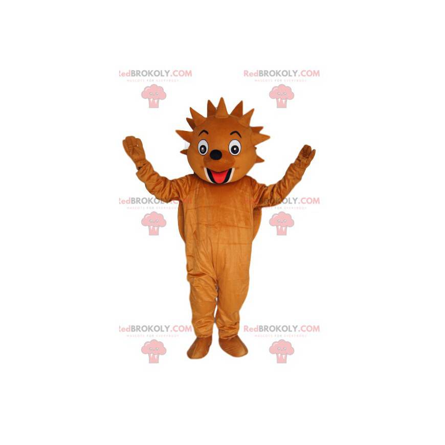 Very funny brown hedgehog mascot. Hedgehog costume. -