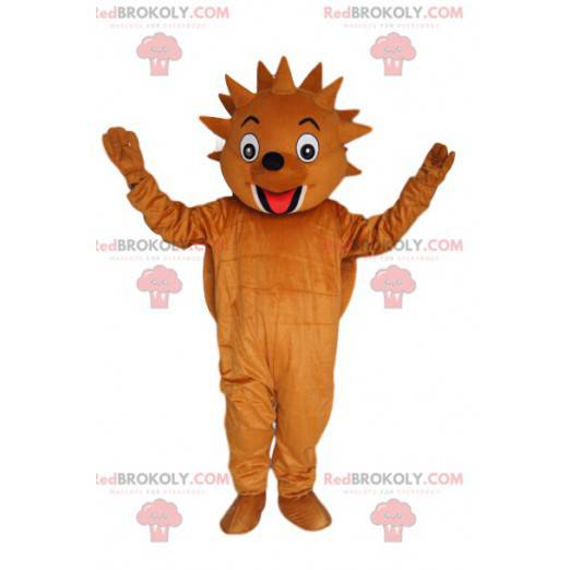 Very funny brown hedgehog mascot. Hedgehog costume. -