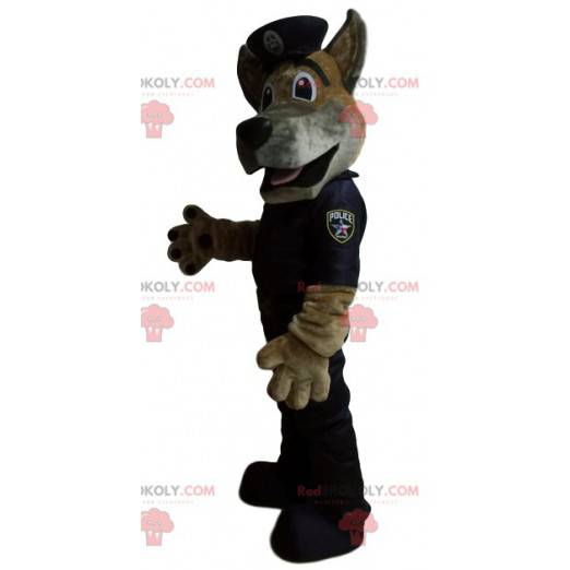Mascote pastor alemão vestido como um policial. - Redbrokoly.com