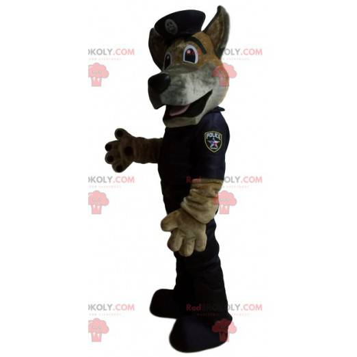 Mascotte de berger allemand en tenue de policier. -