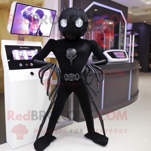 Black Spider maskot kostym...