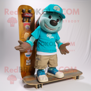 Cyanfarbener Skateboard...