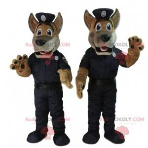 Mascote pastor alemão vestido como um policial. - Redbrokoly.com