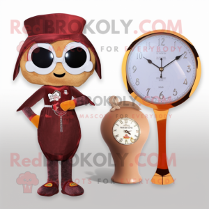 Rust Hourglass mascot costume character dressed with a One-Piece Swimsuit and Coin purses