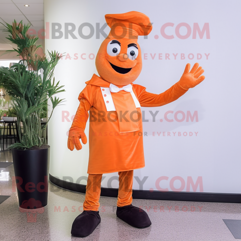 Orange Steak mascot costume character dressed with a Jeggings and Gloves Orange Steak mascot costume character dressed with a Jeggings and Gloves