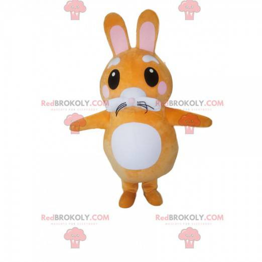 Mascot little orange and white rabbit. Little bunny costume -