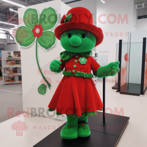 Red Four Leaf Clover maskot...