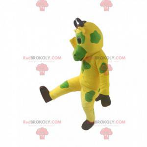 Yellow and green cow mascot. Yellow and green cow costume -