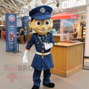 Navy Tikka Masala mascot costume character dressed with a Oxford Shirt and Necklaces