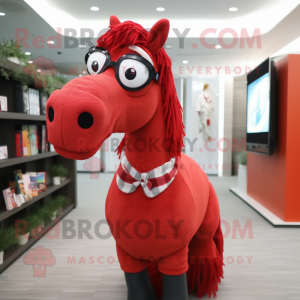 Röd häst maskot kostym...