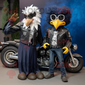 Navy Harpy mascot costume character dressed with a Biker Jacket and Pocket squares