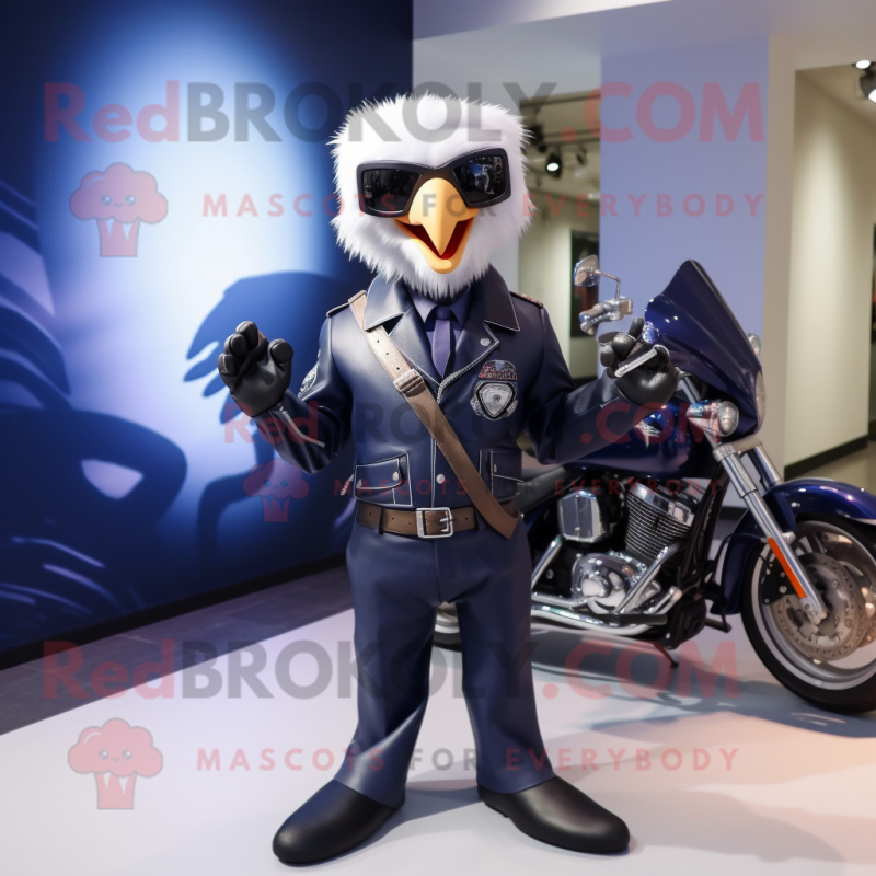 Navy Harpy mascot costume character dressed with a Biker Jacket and Pocket squares