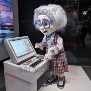 nan Computer mascot costume character dressed with a Button-Up Shirt and Hairpins