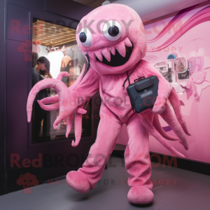Roze Kraken mascotte...