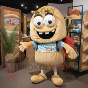 Beige Bagels maskot kostume...