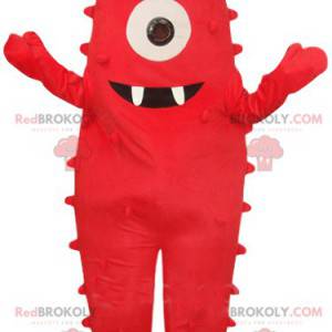 Mascote monstro ciclope vermelho super amigável - Redbrokoly.com