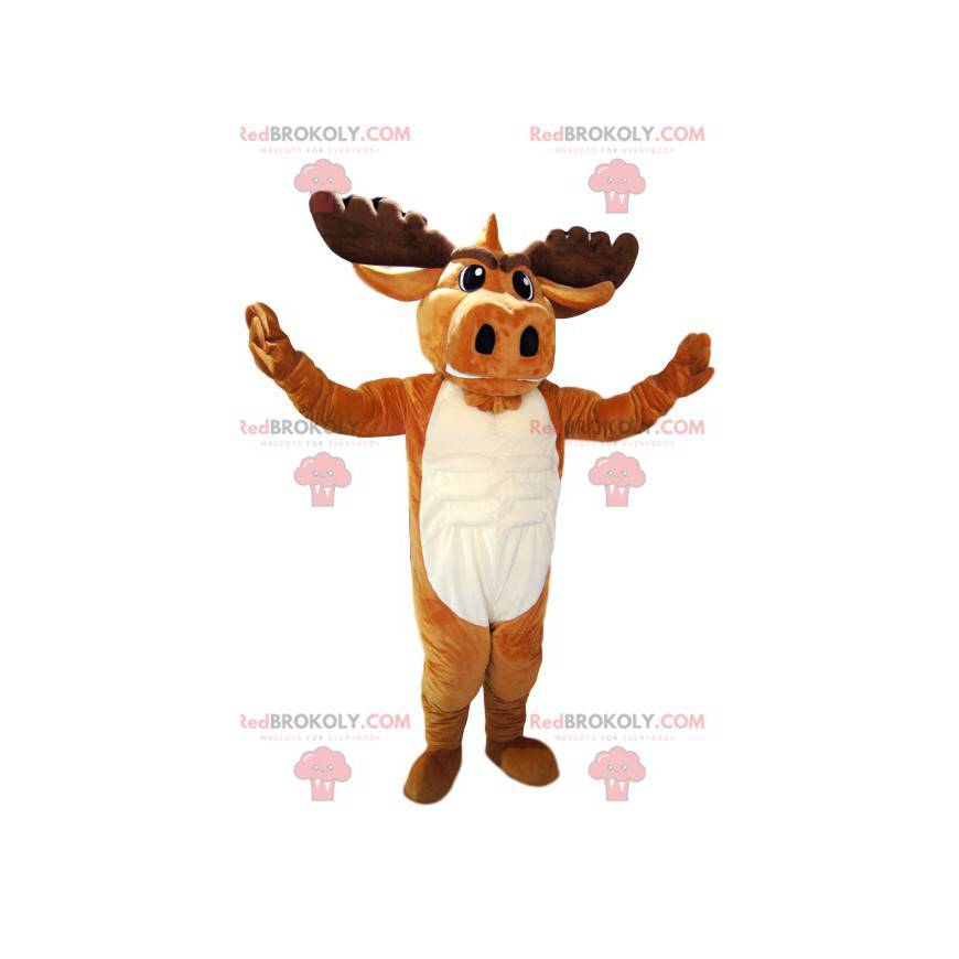 Mascota de ciervo marrón con hermosas astas. Disfraz de ciervo