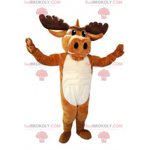 Brown deer mascot with beautiful antlers. Deer costume -