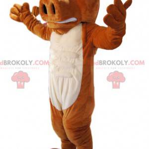 Mascotte bruin hert met mooi gewei. Herten kostuum -