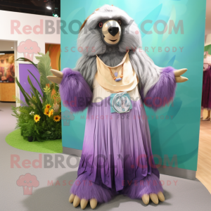 Lavendel Sloth Bear maskot...