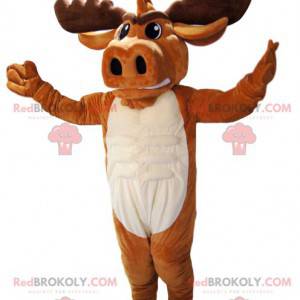 Brown Deer Maskottchen mit schönen Geweih. Hirschkostüm -