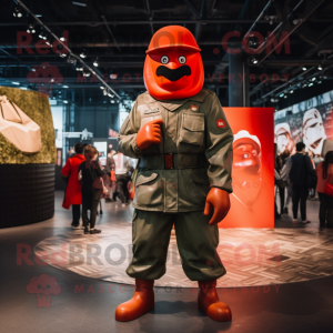 Red Army Soldier mascot costume character dressed with a Graphic Tee and Wraps