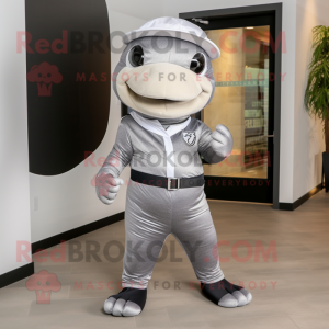 Silver Titanoboa mascot costume character dressed with a Baseball Tee and Pocket squares