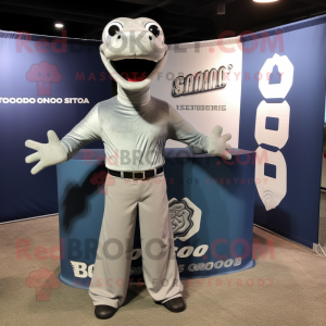 Silver Titanoboa mascot costume character dressed with a Baseball Tee and Pocket squares