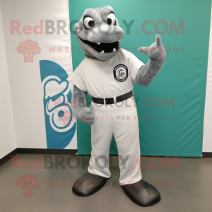 Silver Titanoboa mascot costume character dressed with a Baseball Tee and Pocket squares