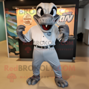 Silver Titanoboa mascot costume character dressed with a Baseball Tee and Pocket squares