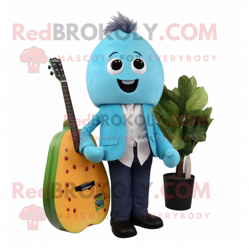 Cyan Squash mascot costume character dressed with a Blazer and Hair clips Cyan Squash mascot costume character dressed with a Blazer and Hair clips