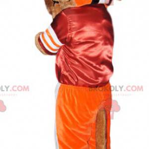 Dog mascot in red and white sportswear - Redbrokoly.com